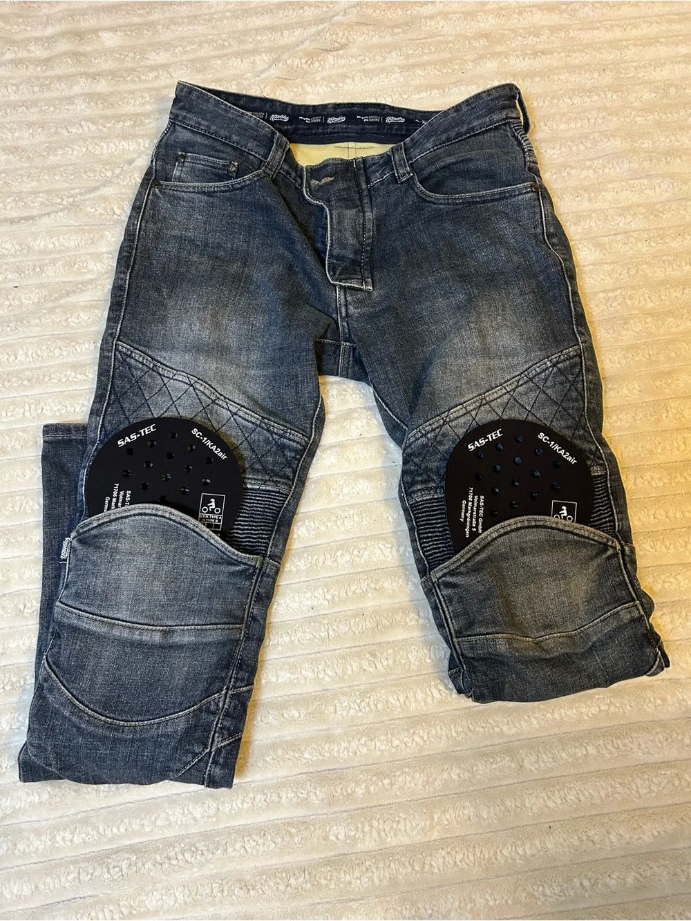 Slim Fit Men's Biker-Style Jeans in Dark Gray